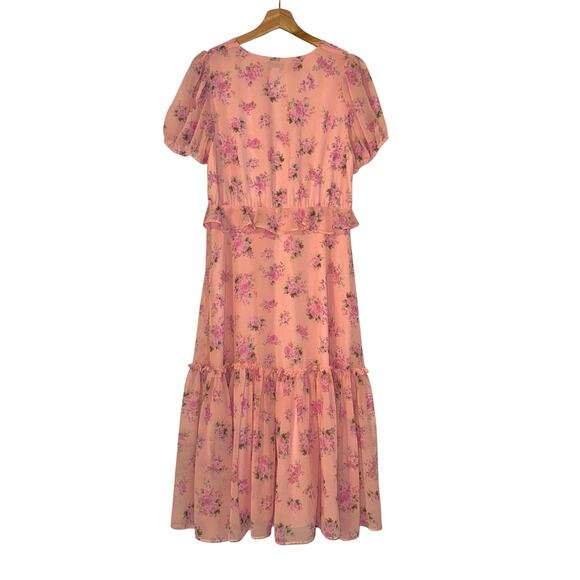 LoveShackFancy for Target Fleur Midi Dress Pink Ruffles Floral Size 12 - Picture 2 of 5